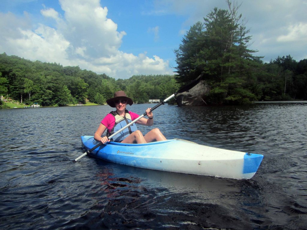 Setting off by kayak to explore the glacial erratics of Franklin Pierce Lake. 