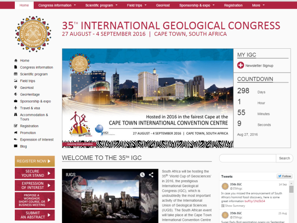Website for the 35th International Geological Congress. Go check it out! 