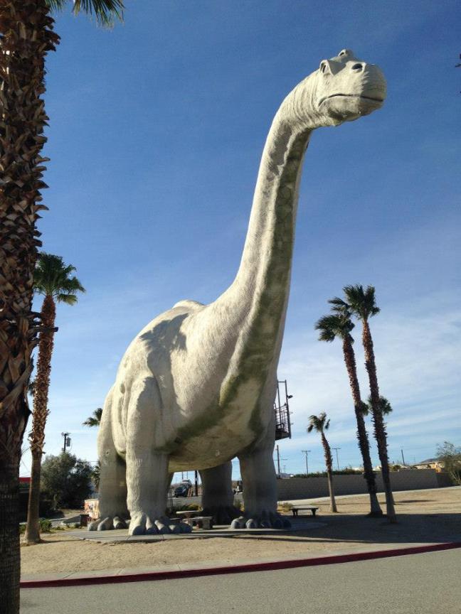 A giant dinosaur along the road in Cabazon, California. Picture courtesy of my friend Aimee. 