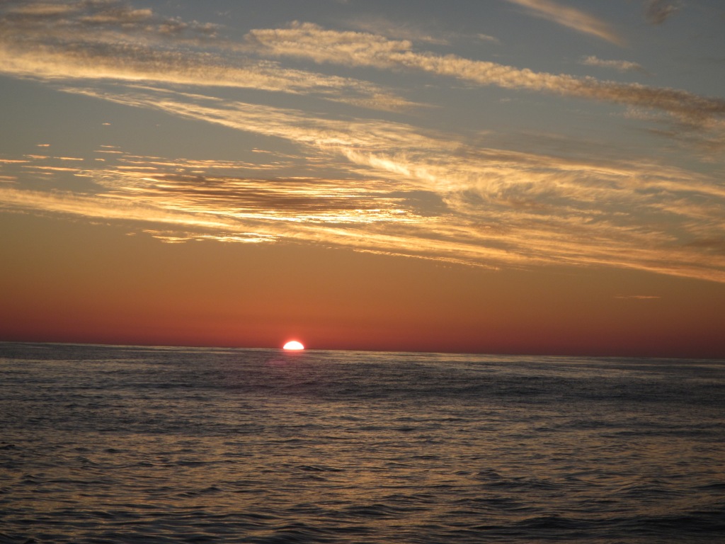 Sunset at sea, offshore Namibia. 