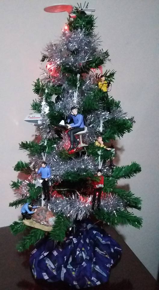 The little holiday tree in my office is decorated with Star Trek ornaments, logically. 